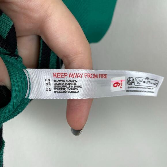 ANTHROPOLOGIE Maeve Ribbed Muscle Tank Top Kelly Green Striped Size Large Crop - Picture 6 of 7